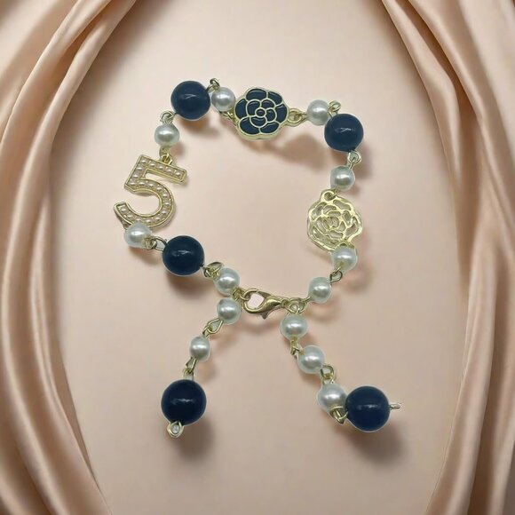 Pearl Camellia Fashion Bracelet Women Gold Chain Vintage Jewelry Gift - Picture 2 of 6